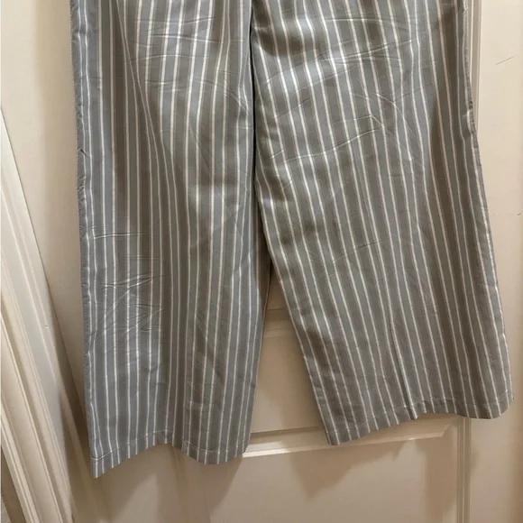 Lafayette 148 Blue And Gray Fulton Elixir Stripe Crop Wide Leg Pants Culotte